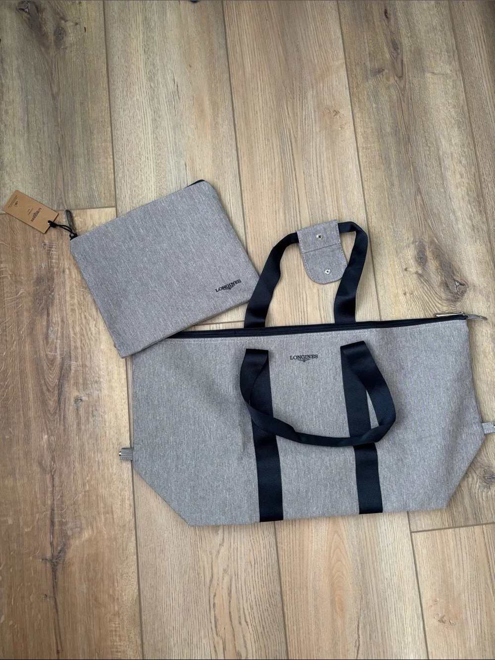 NWT Longines Melange Canvas Foldable Travel Bag Gray/Blue Sporty Minimalist